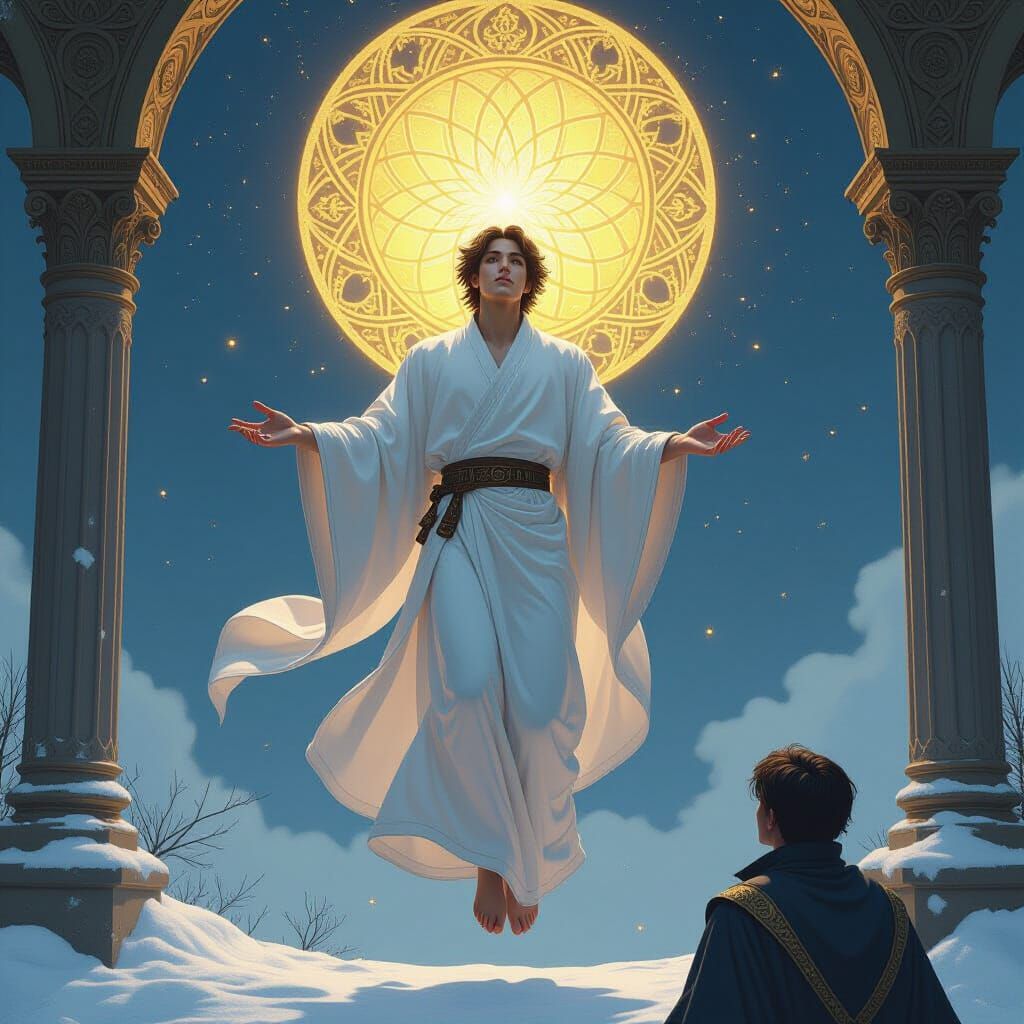 Youth Bestows Blessing in Dark Fantasy Concept Art