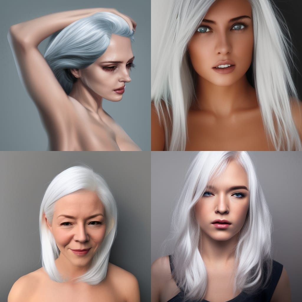 female abs white hair