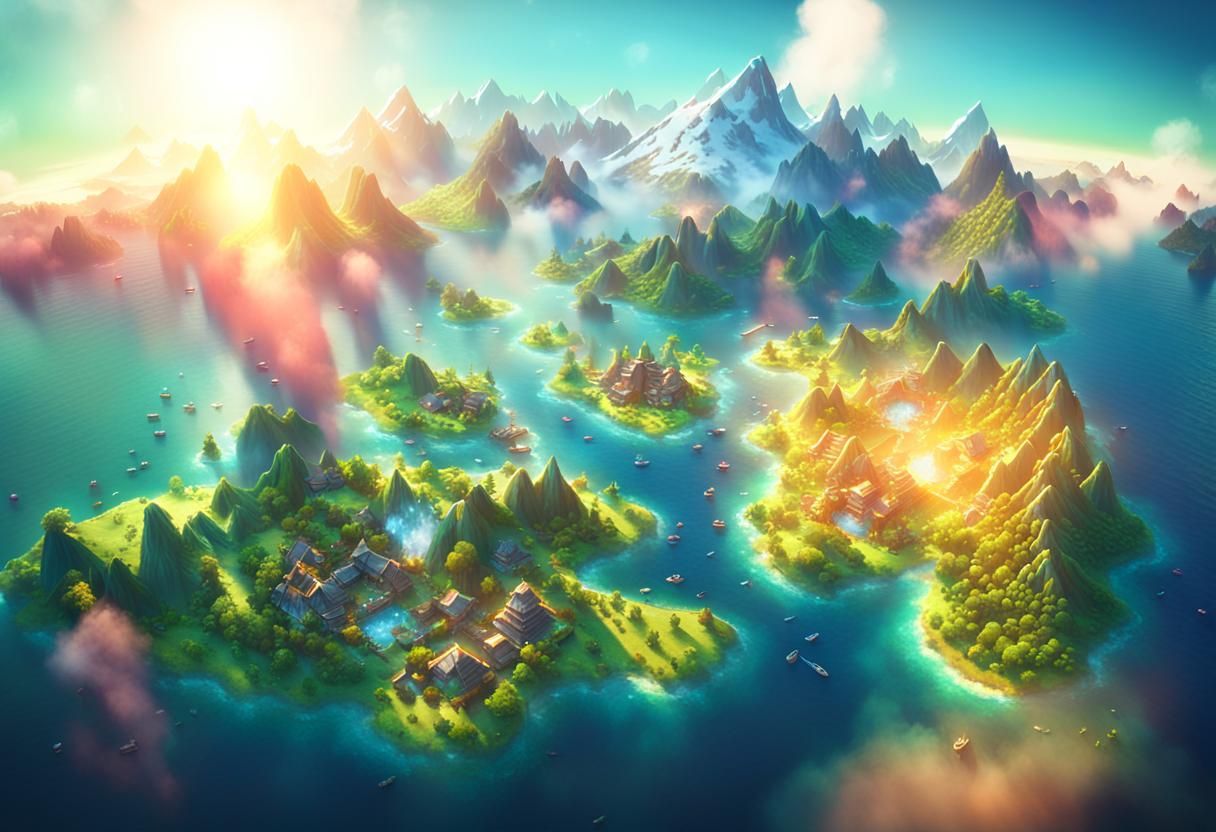 Dreamlike Map of Environment Islands in 3D
