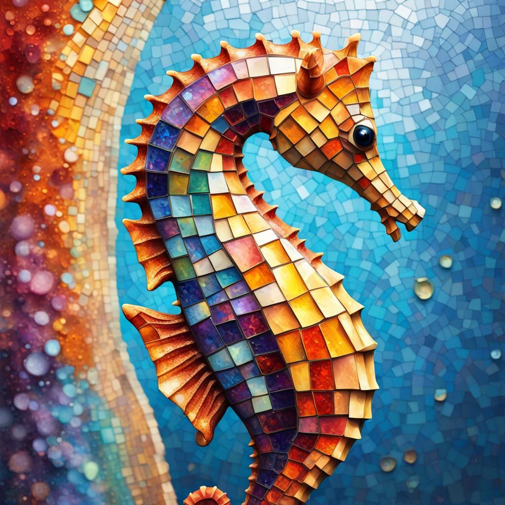 Seahorse (cute), mosaic (epic)