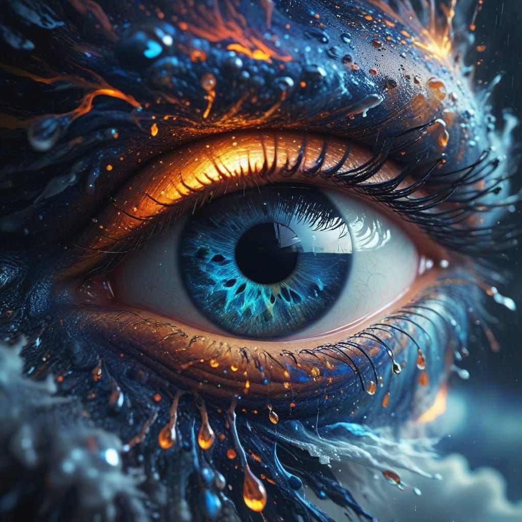 Ethereal Cosmic Eye in Swirling Stormy Skies