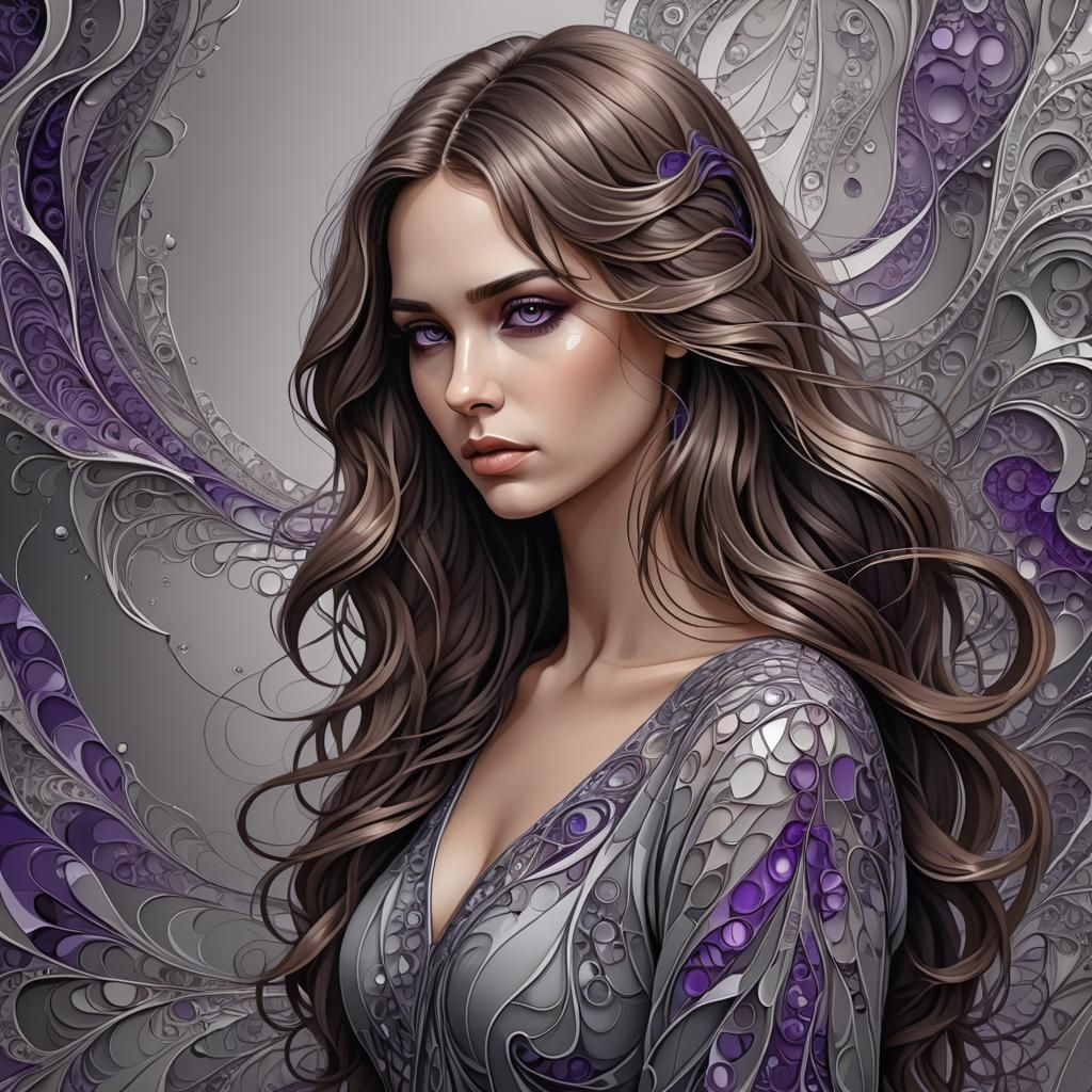 Glass Dress: A Melancholy Portrait in Fractal Art