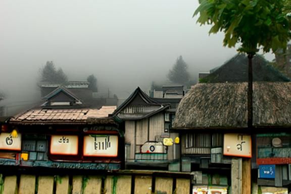 Misty Japanese Town