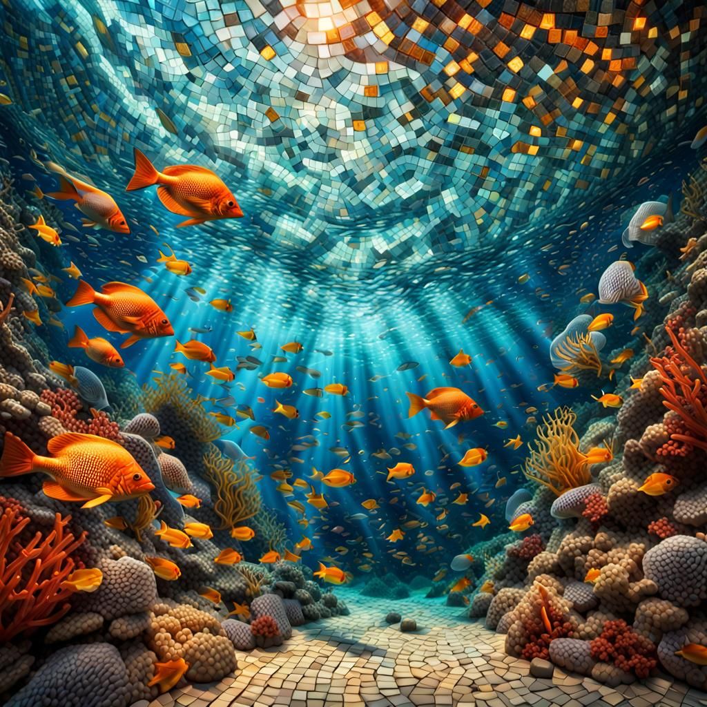 Mosaic underwater scene.  by @Mellow