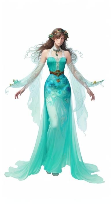 A sleeveless rose gown with a plunging neckline and a large rose brooch on the collar(Light hot girl style outfit)(outfit design)(whole body...