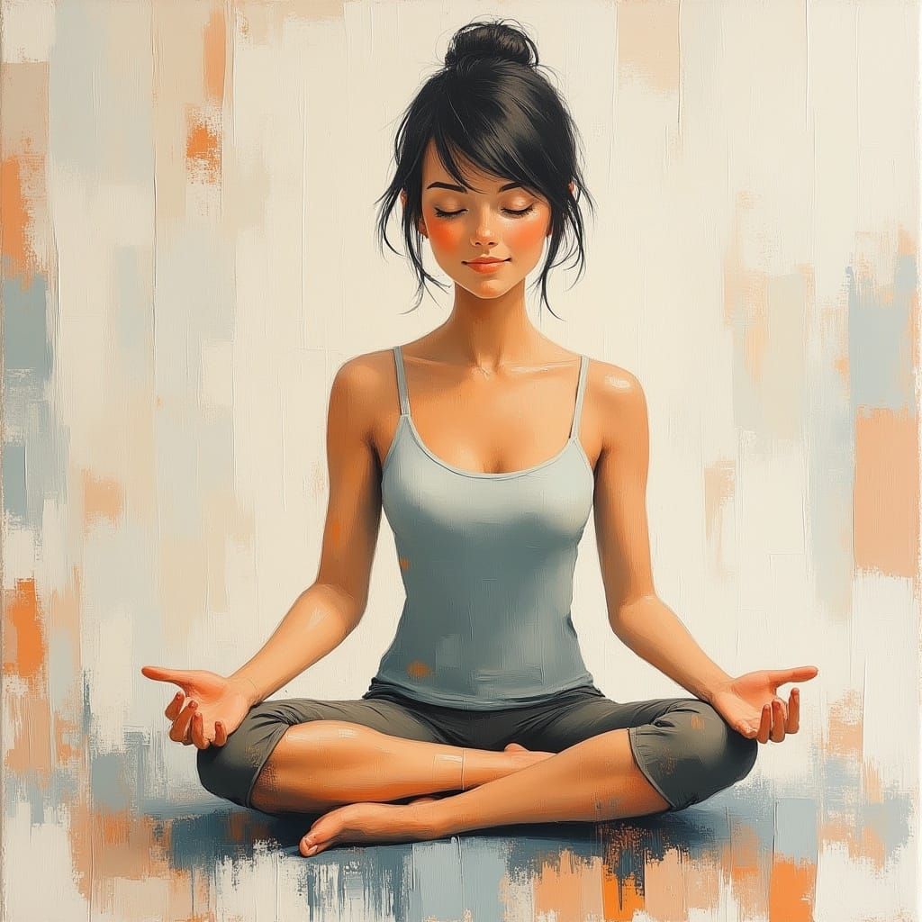  <lora:softOilPainting:1.0> meditating woman 