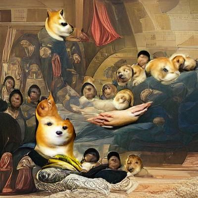 renaissance painting of everyone worshipping doge