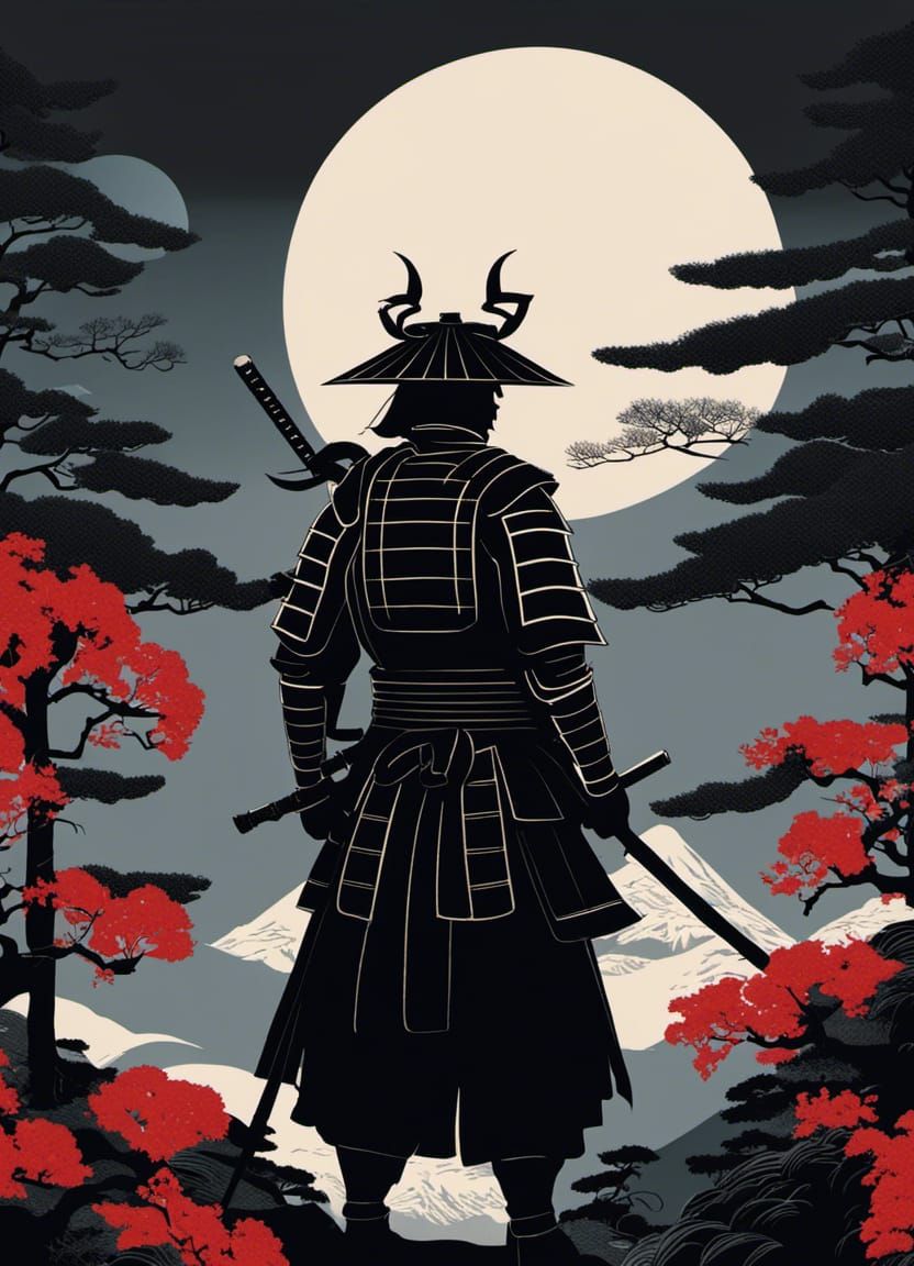 Shadowed Warrior: A Japanese Samurai Illustration v3 - AI Generated ...