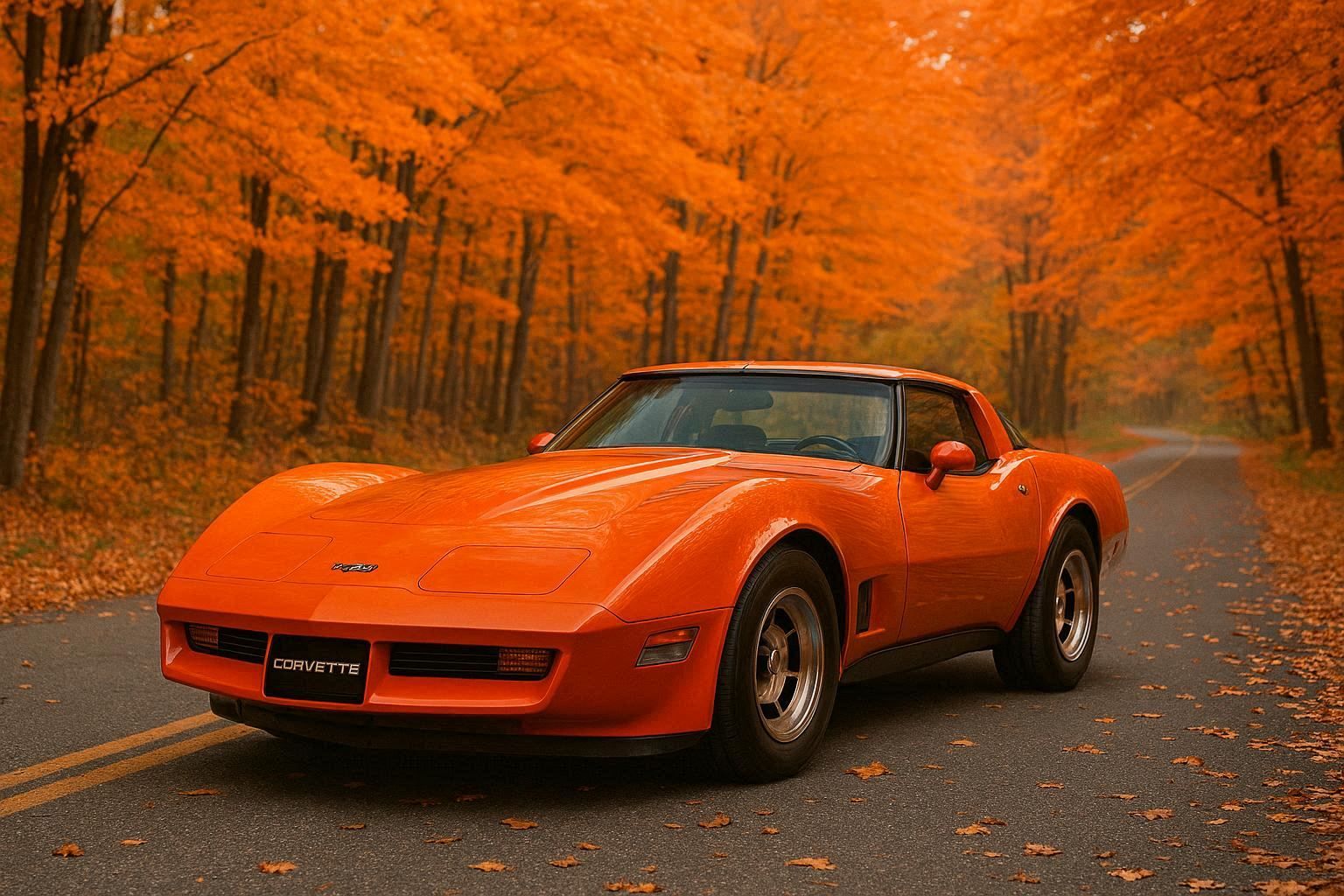 Orange Corvette in Autumn