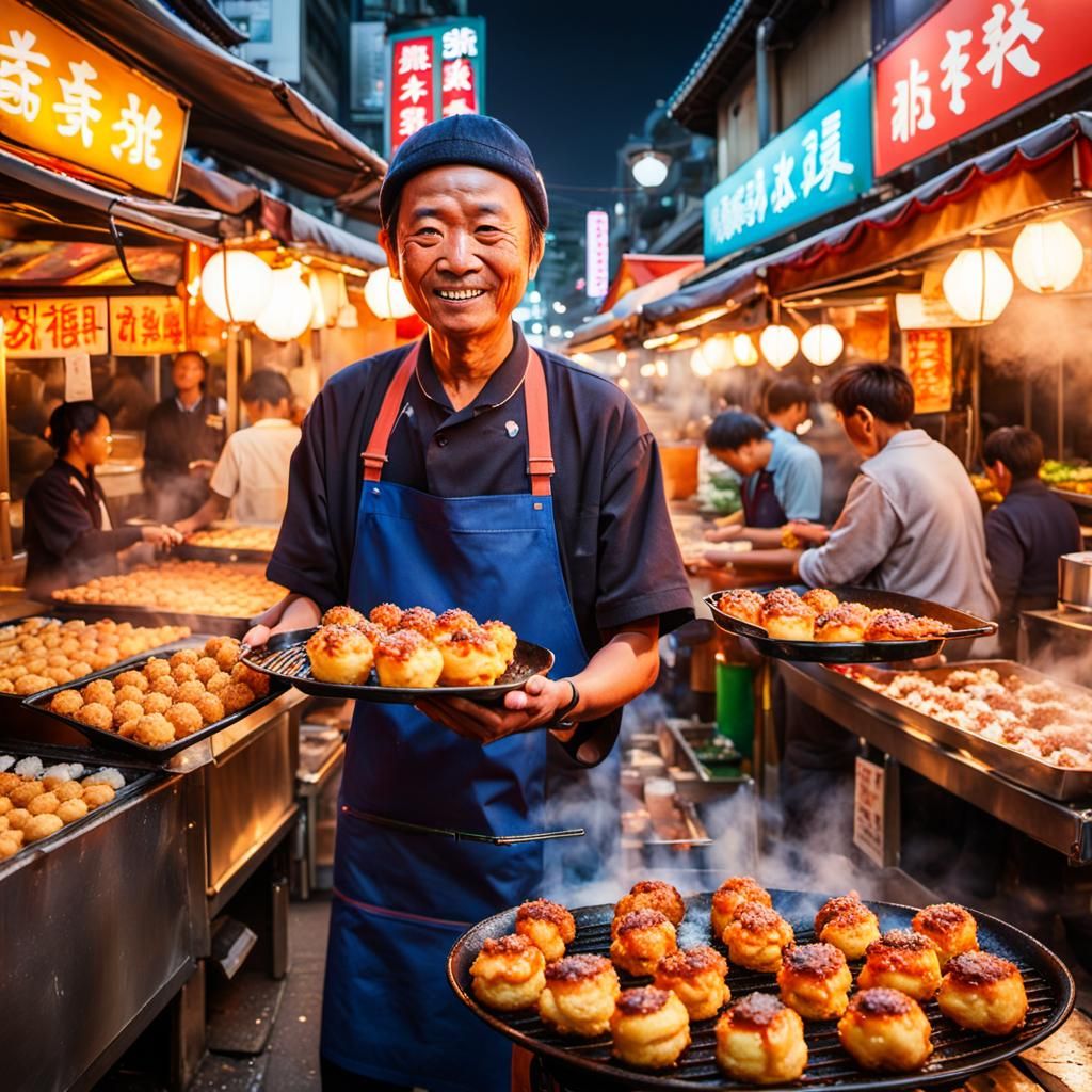 Takoyaki Street vender  by @Mommakuma
