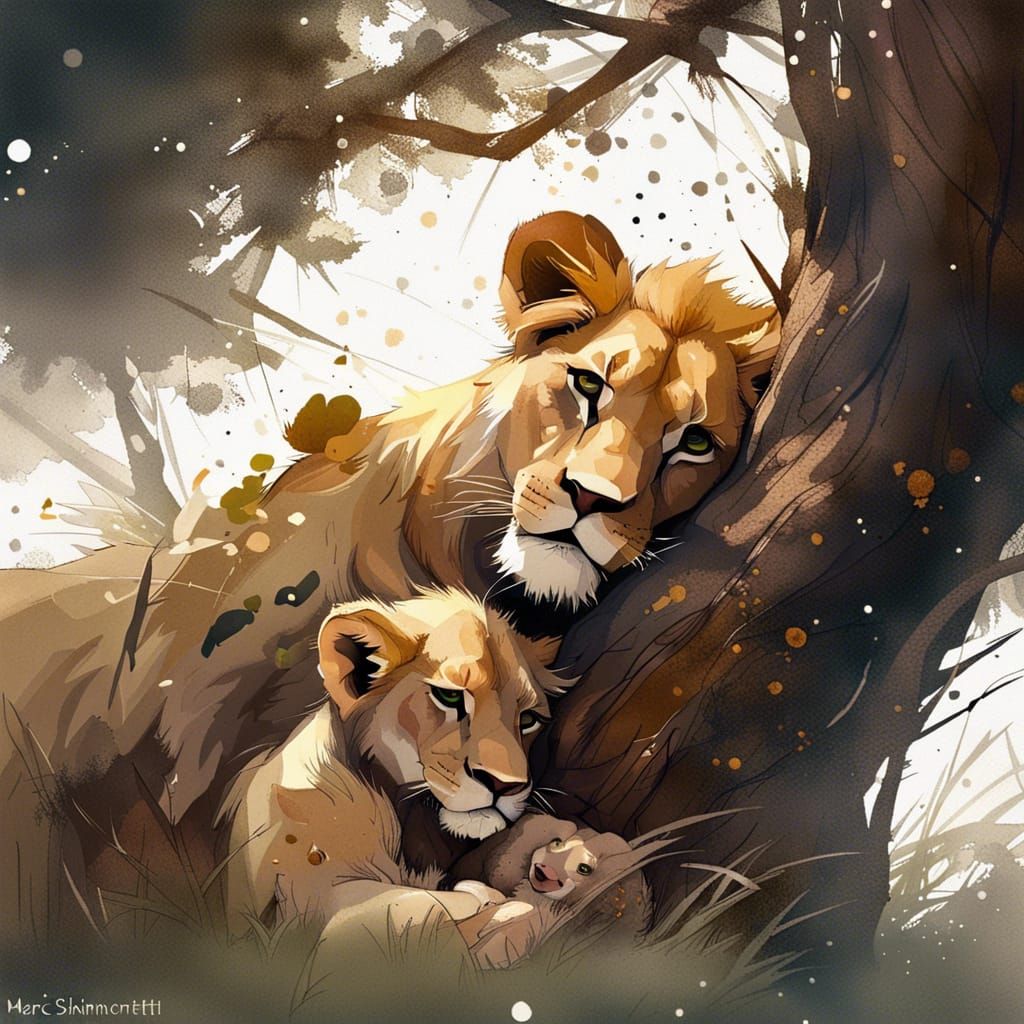 Baby Lion & Cub
