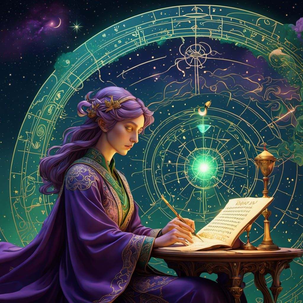 Imagine a celestial calligrapher inscribing cosmic poetry onto the fabric of spacetime from a secluded tower nestled among the rings of Satu...