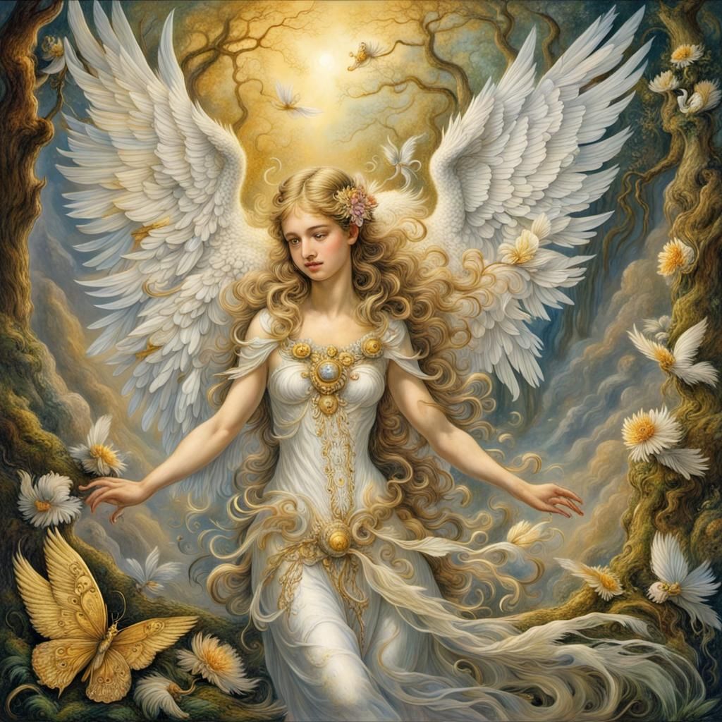 Beautiful white angel - AI Generated Artwork - NightCafe Creator