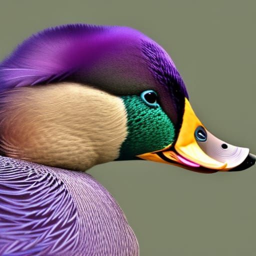 A duck with purple feathers