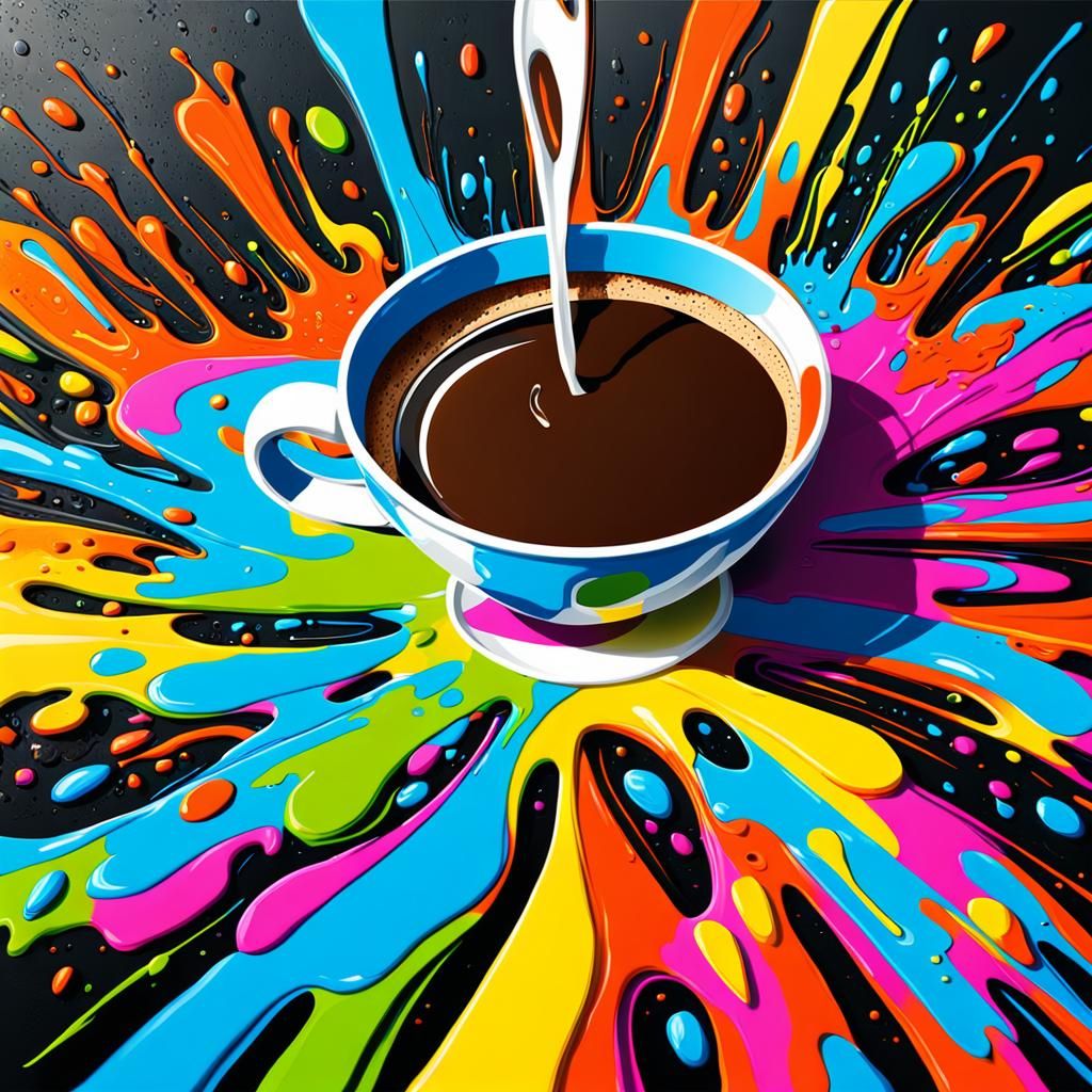 a multitude of colored splatches of paint forming a picture ...