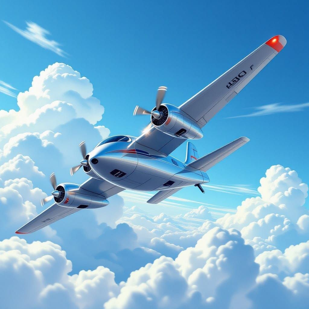 Upside Down Airplane in Futuristic Style