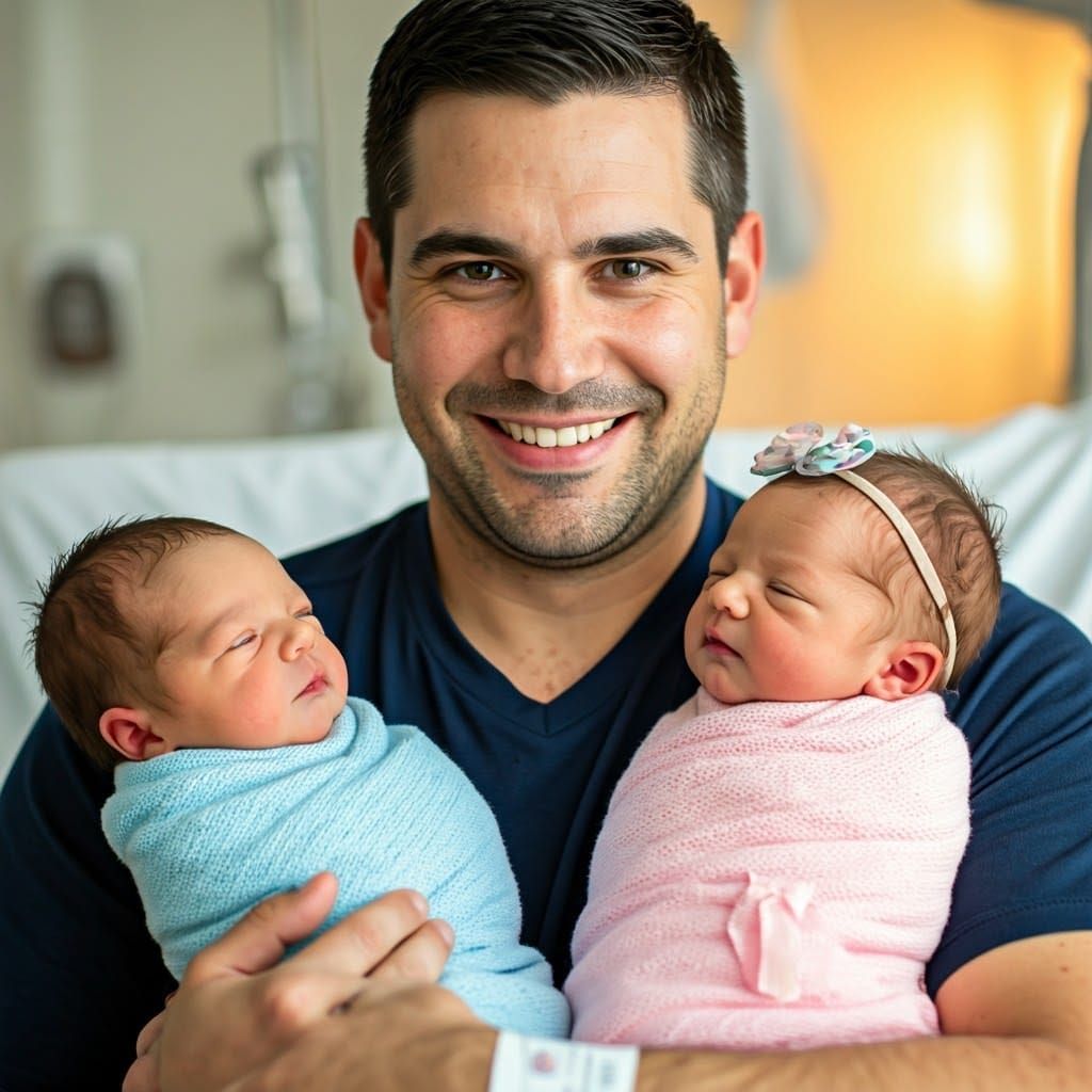 Warm Moment of New Fatherhood in Soft Light