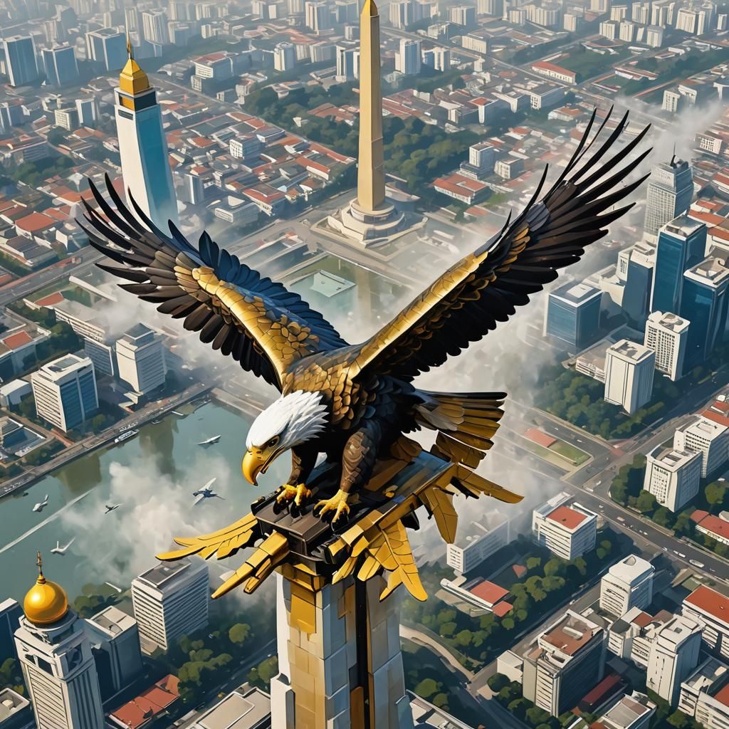 The newest type of fighter plane, shaped like an eagle in fl...