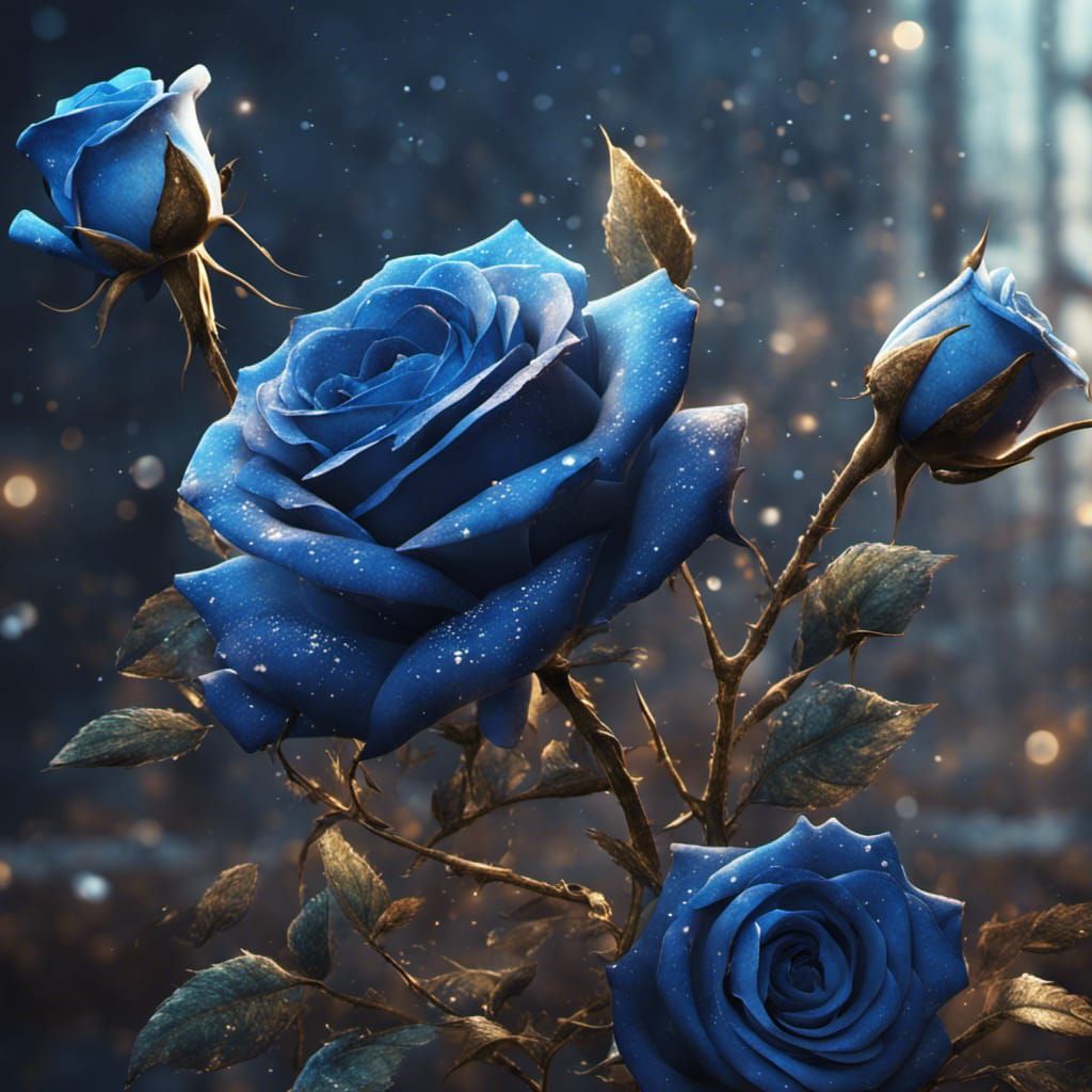 Blue roses sparkling shining