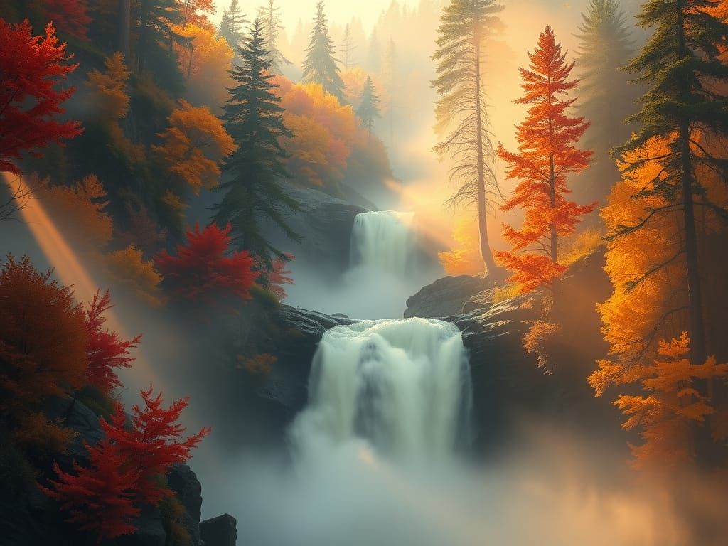 Autumn Waterfalls  by @Albedo-039