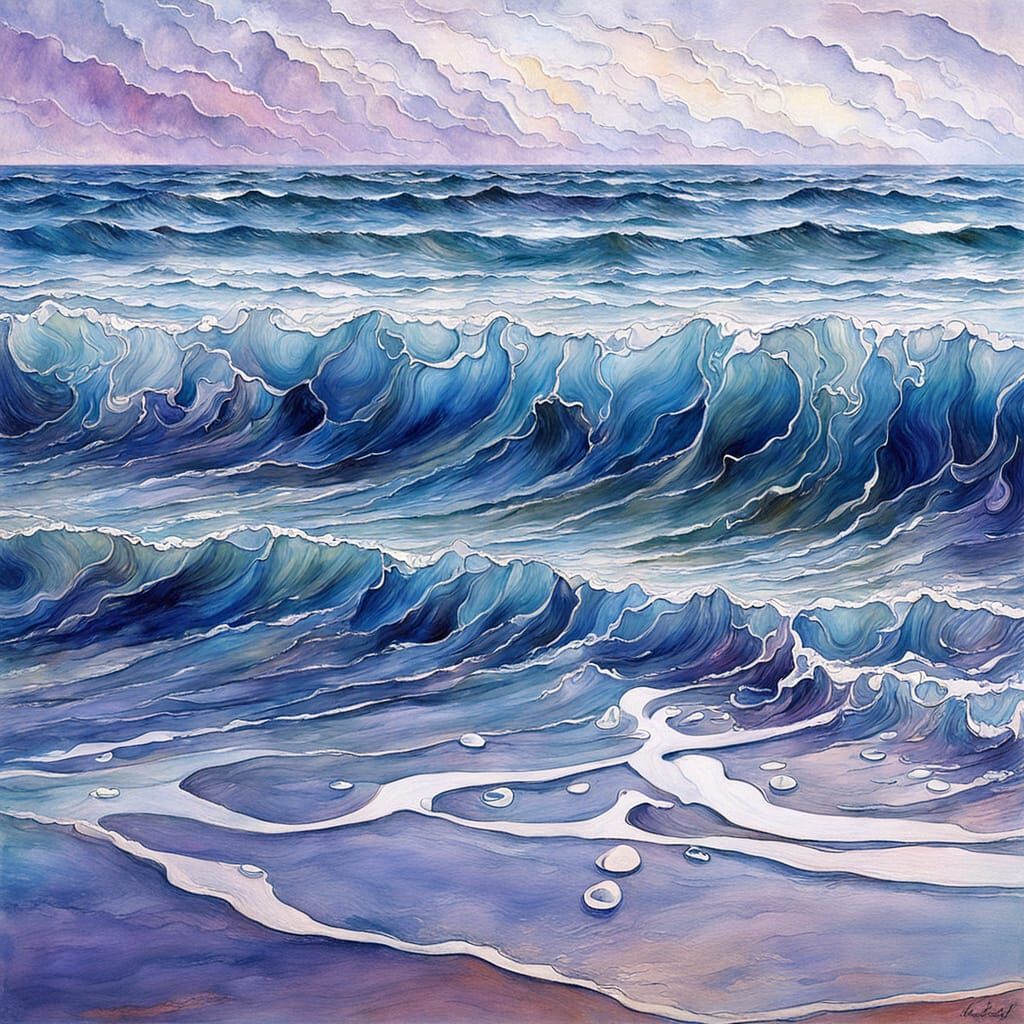 The sea roling onto the beach.