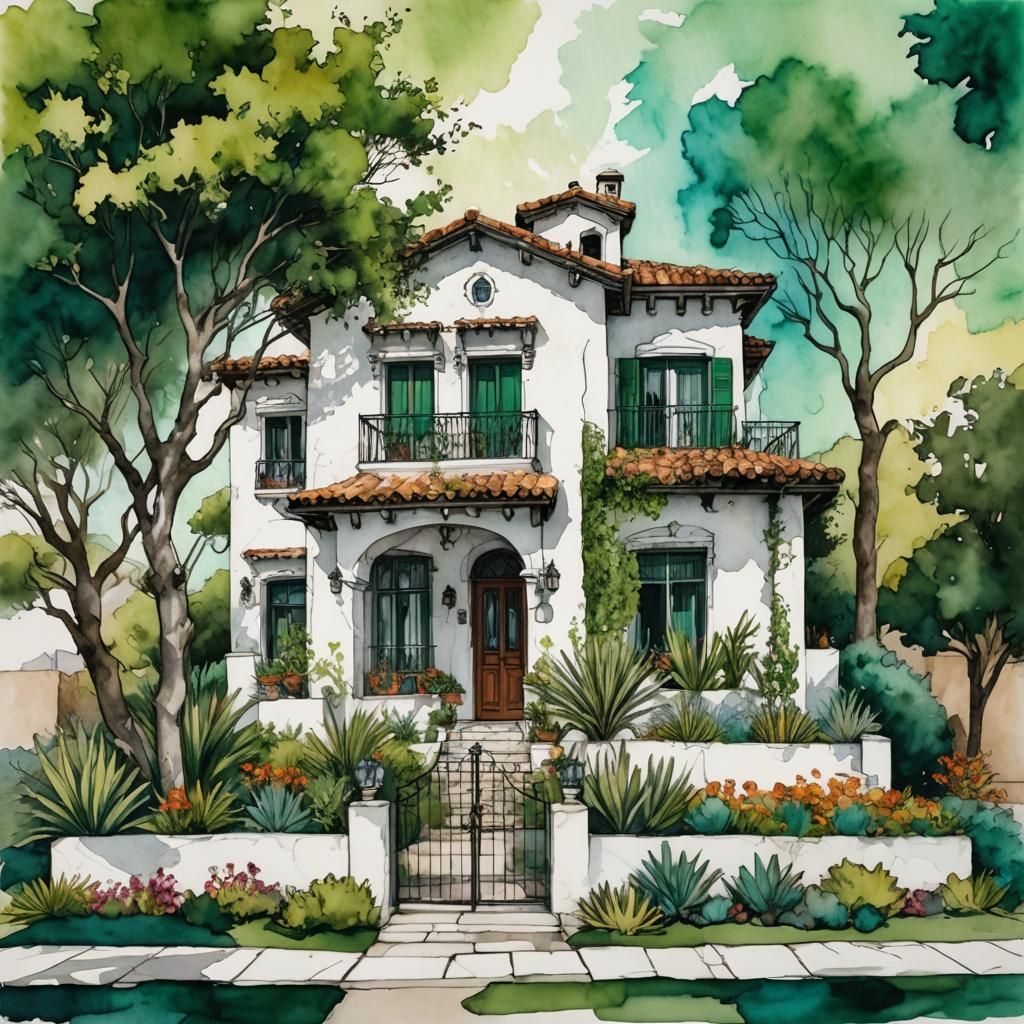 A white stucco Spanish style house  by @St_Moses