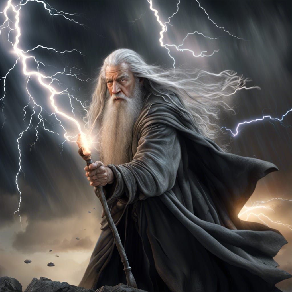 Gandalf fighting Saruman - AI Generated Artwork - NightCafe Creator