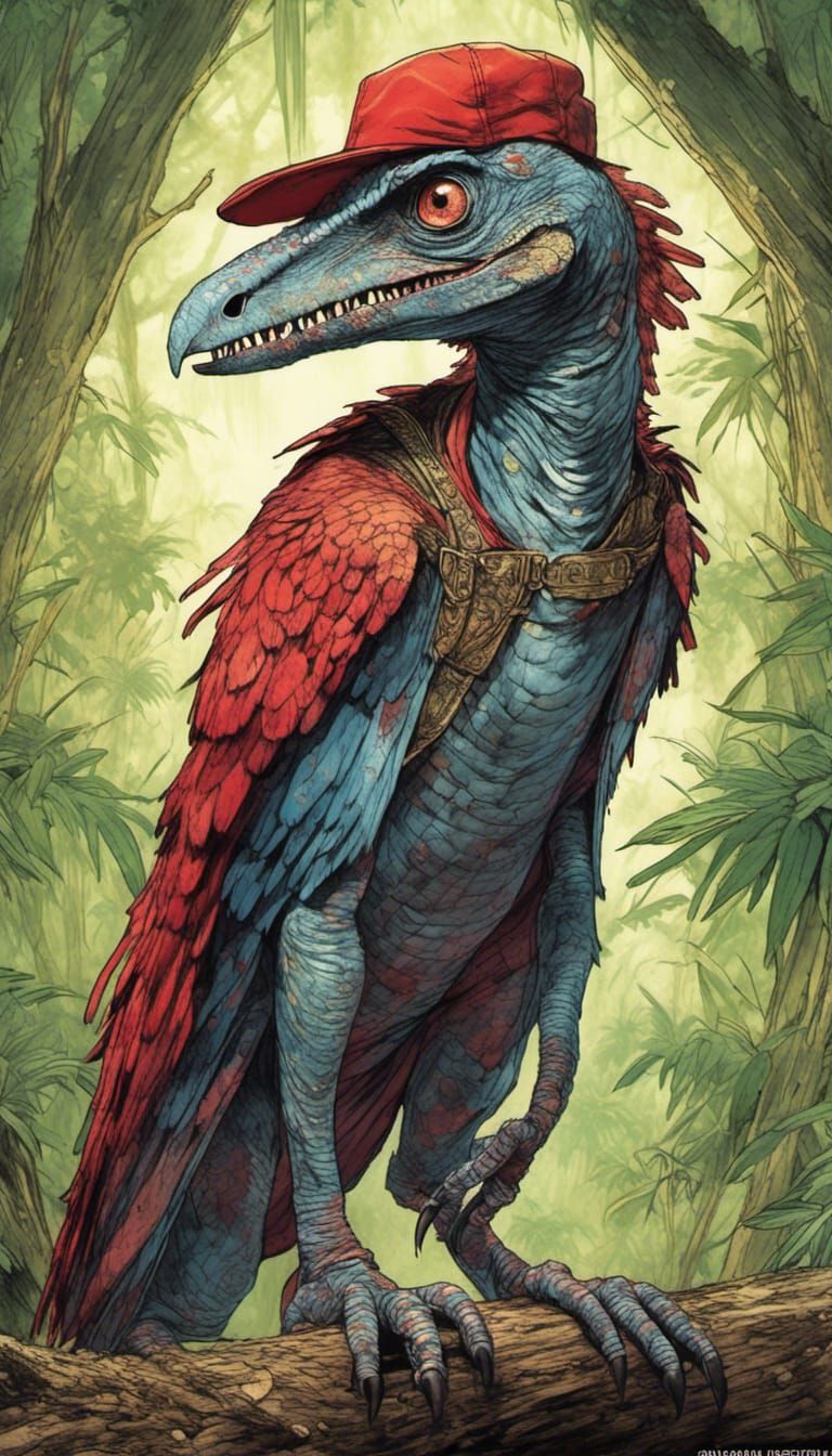 Three Taloned Red Capped Great Raptor - AI Generated Artwork ...
