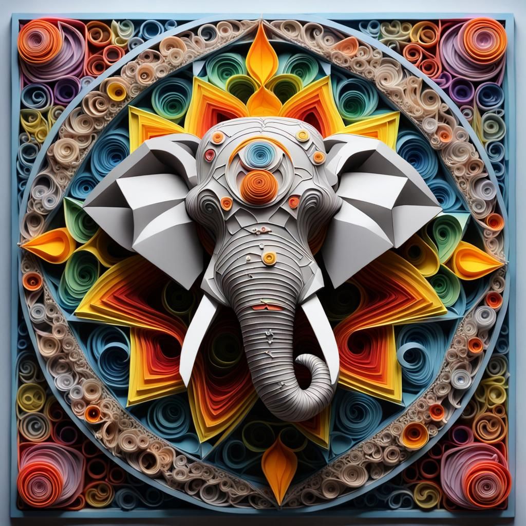 Paper Quilled Elephant Mandala  by @Bephers