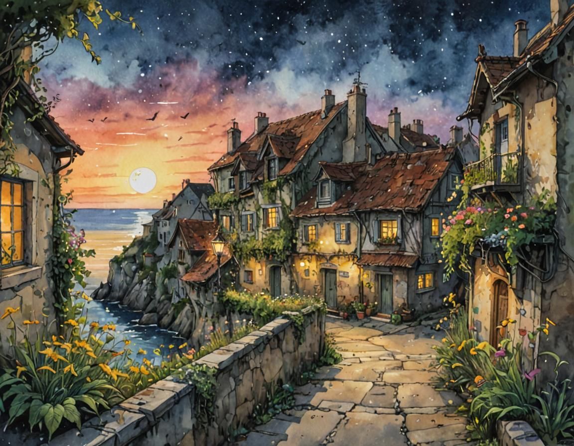 A Street in an ancient seaside town in sunset  by @Adab Sur Dum