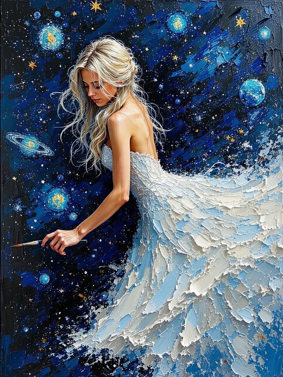 Cosmic painter woman