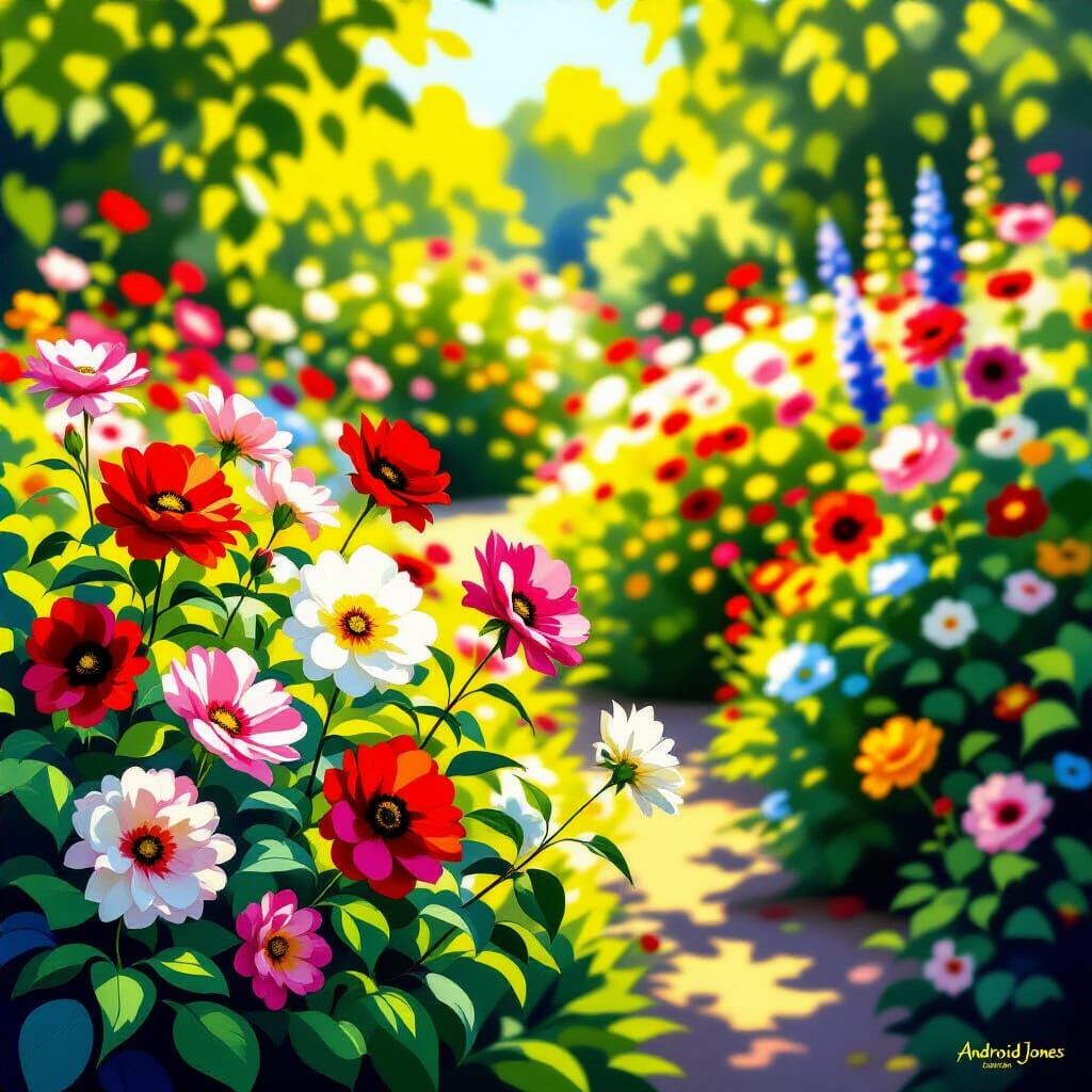 Impressionist Flowers Bloom in Sunlight