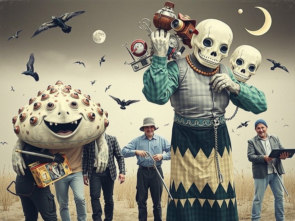 Dadaist Collage in a Neon Cyberpunk Aesthetic