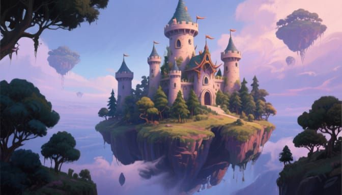 castle on a floating island