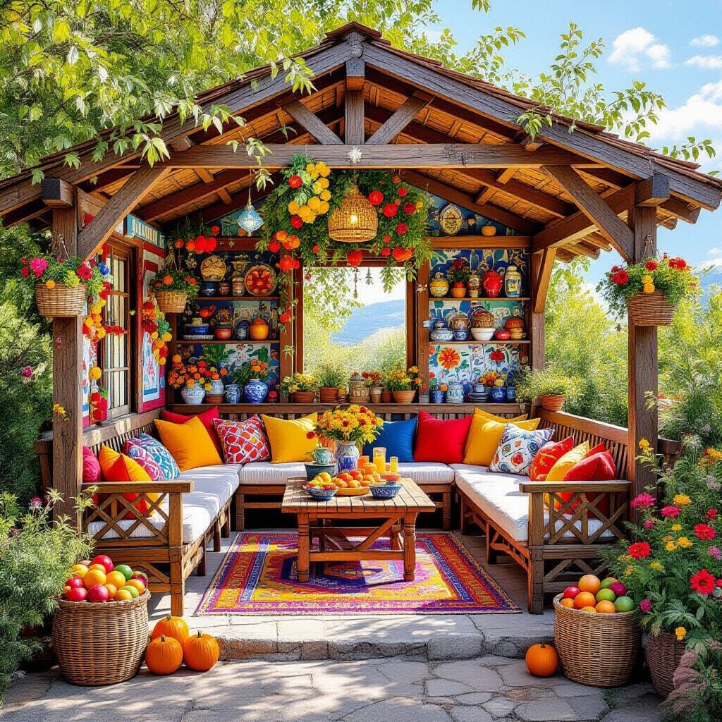 Decorated Sukkah for Sukkot Holiday Celebration