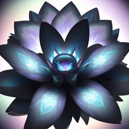 Surreal multi chromatic holographic blue flower with hologra...