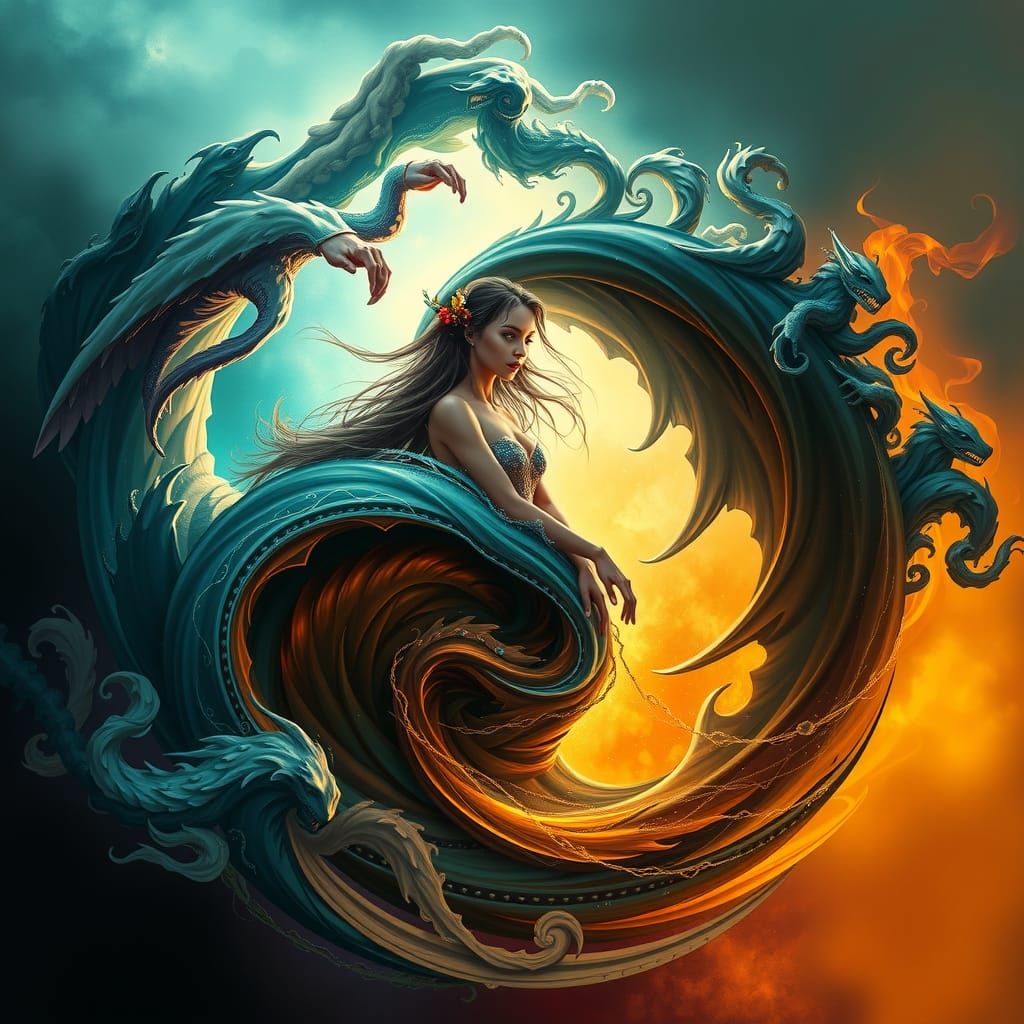 Yin and Yang Harmony in Fantasy Art