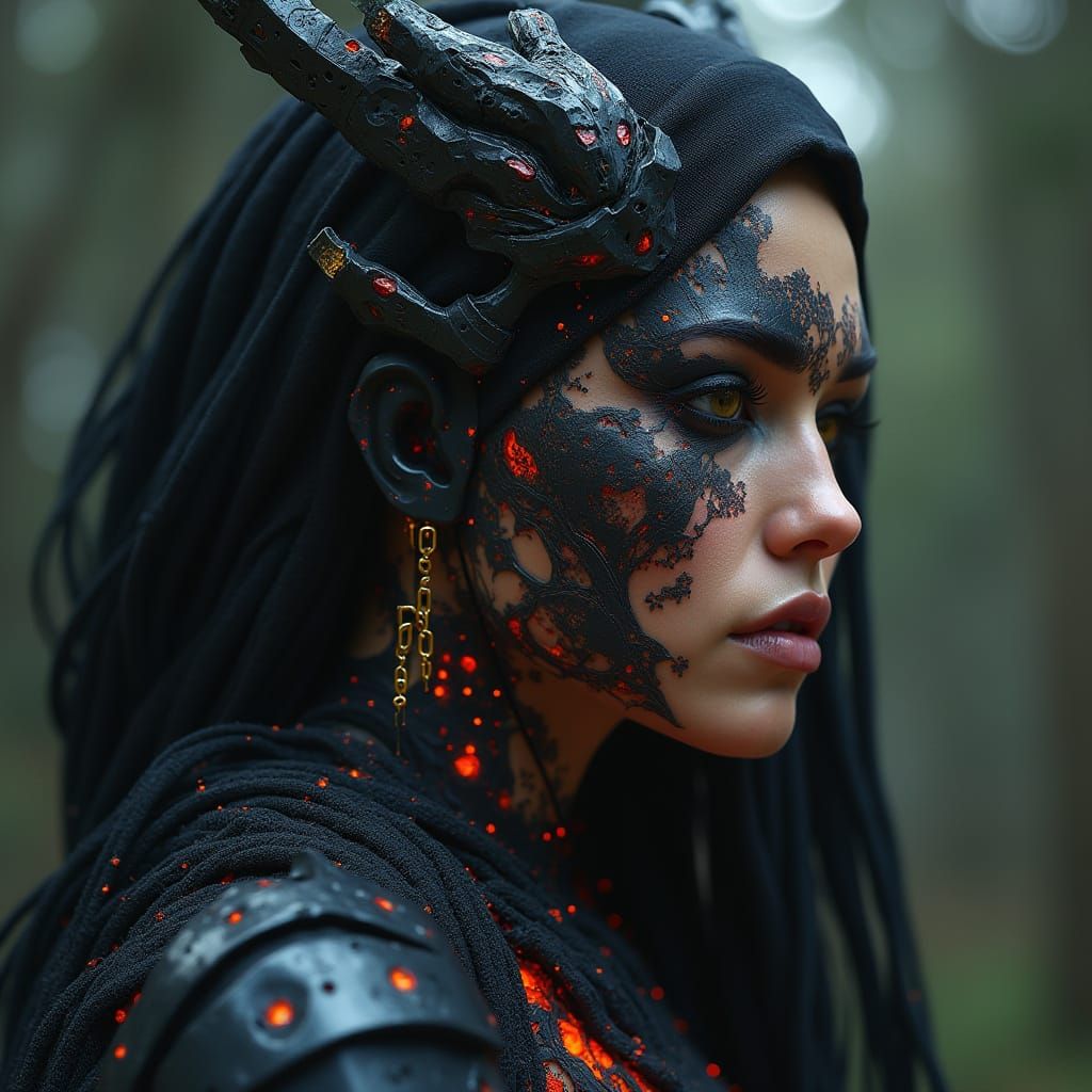 Dark Sorceress in Cubist Armor