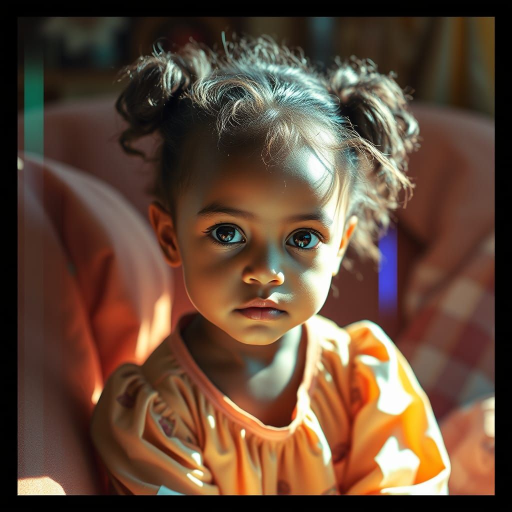 Portrait d'une PETITE FILLE avec des effets PIXELS DE COULEURS ET  FRAGMENTES qui ajoutent une touche ...  by @NadO B B