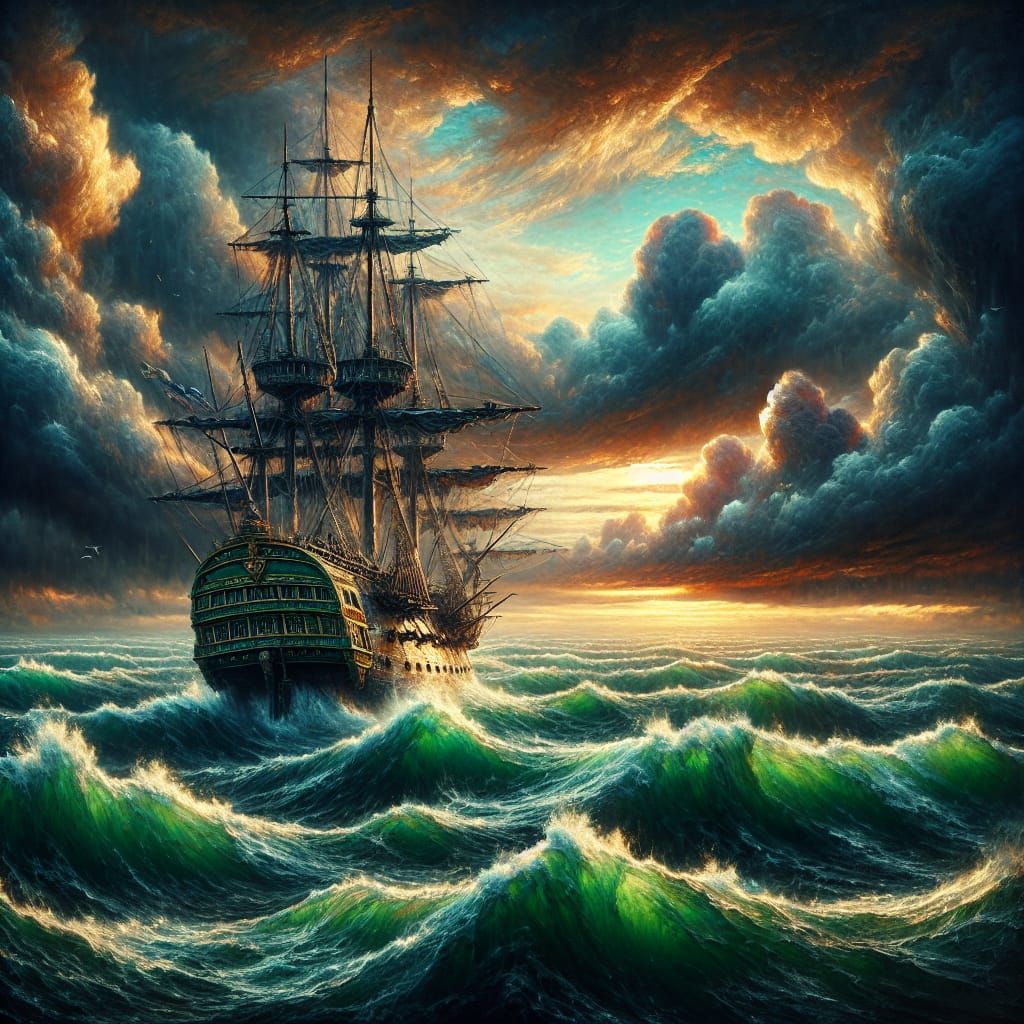 A cinematic hyperrealistic denger ocean, fantasy stormy sea,...