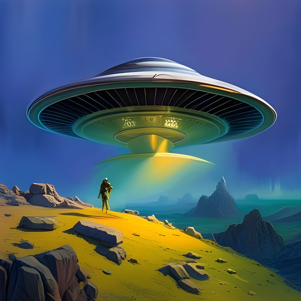 Ufo Beaming Up Abductee - Ai Generated Artwork - Nightcafe Creator