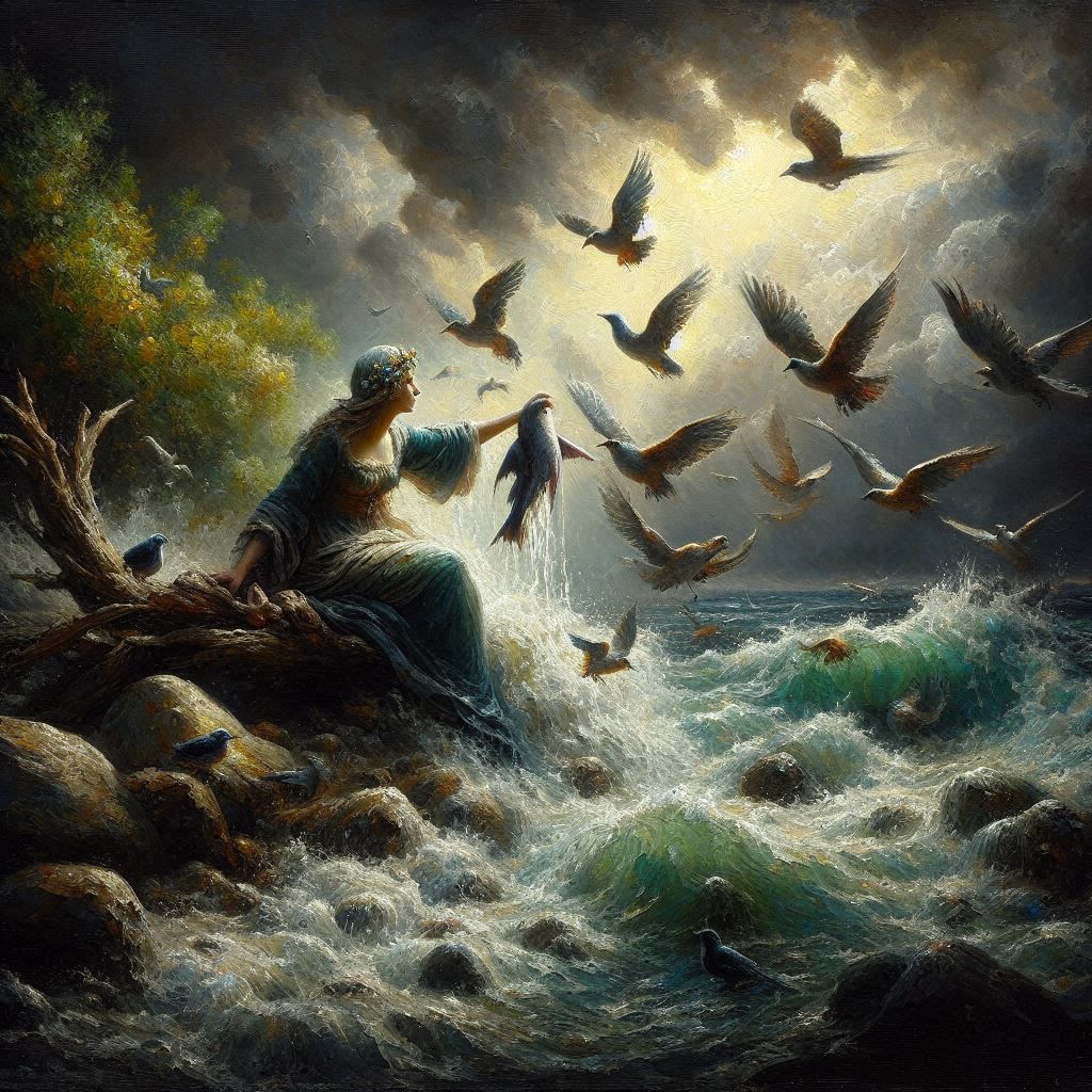 River witch mixing birds and fish