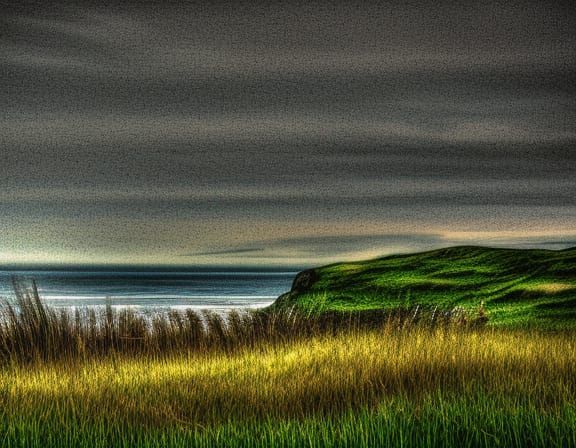 grassy oceanside hill