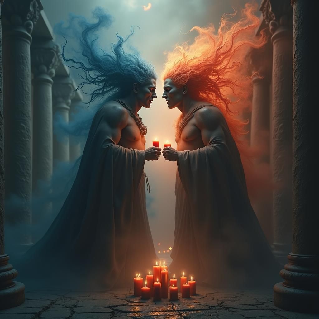 a picture expressing love and hate in a cinematique mode