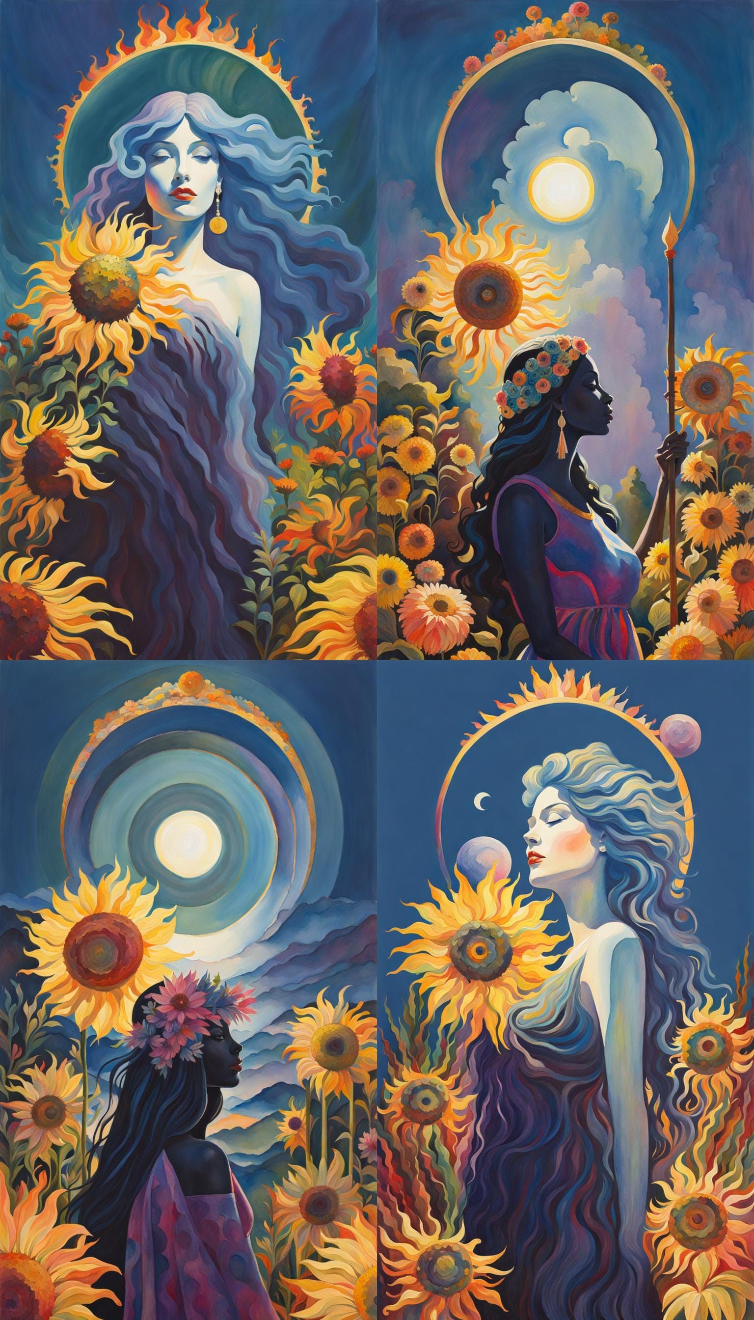 The Sunshine Goddess, psychedelic, Watercolor, Museum Epic