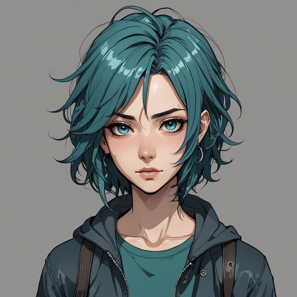Anime Manga Scan of Non-Binary Character in Grudge Style