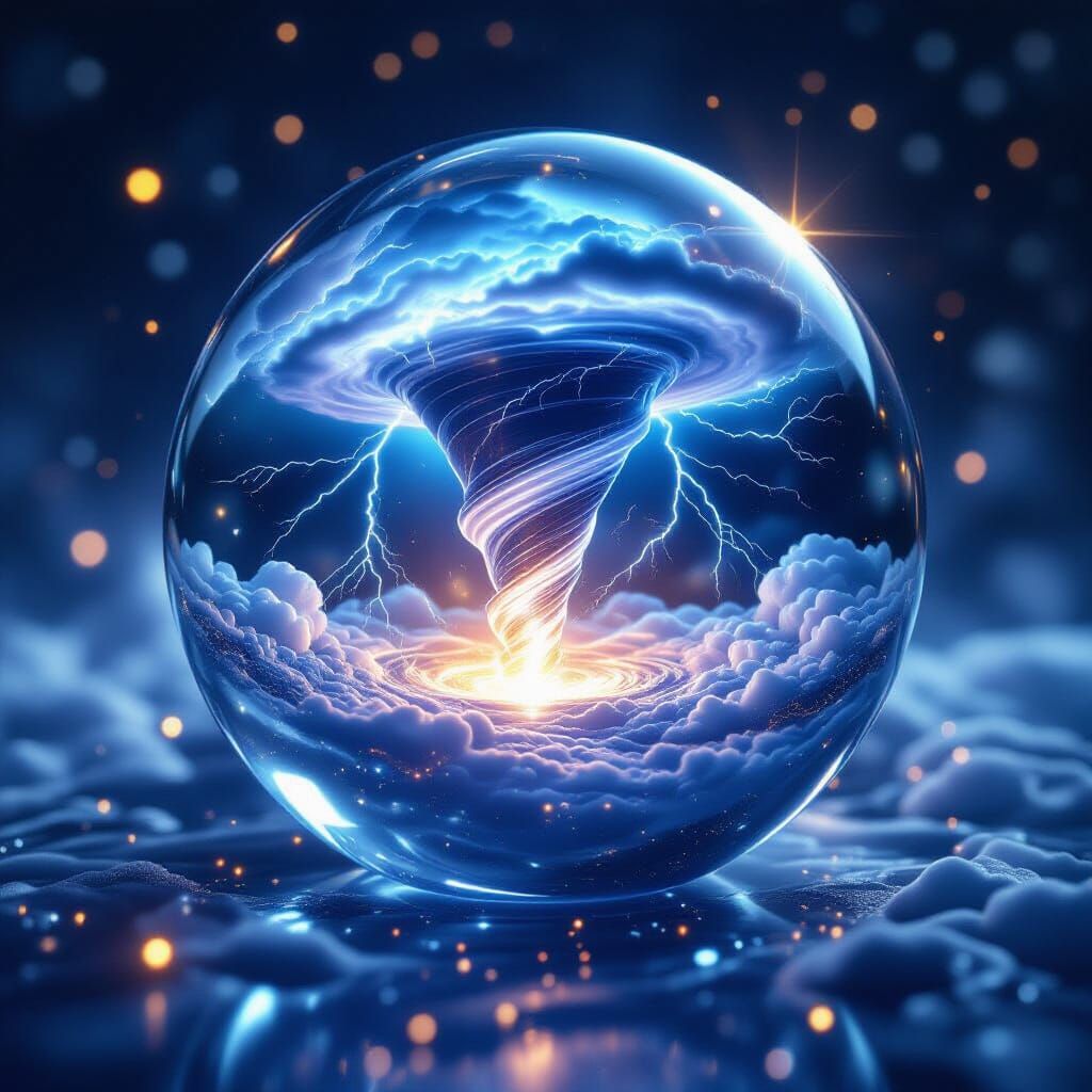 Glass Marble Captures Miniature Lightning Storm Universe