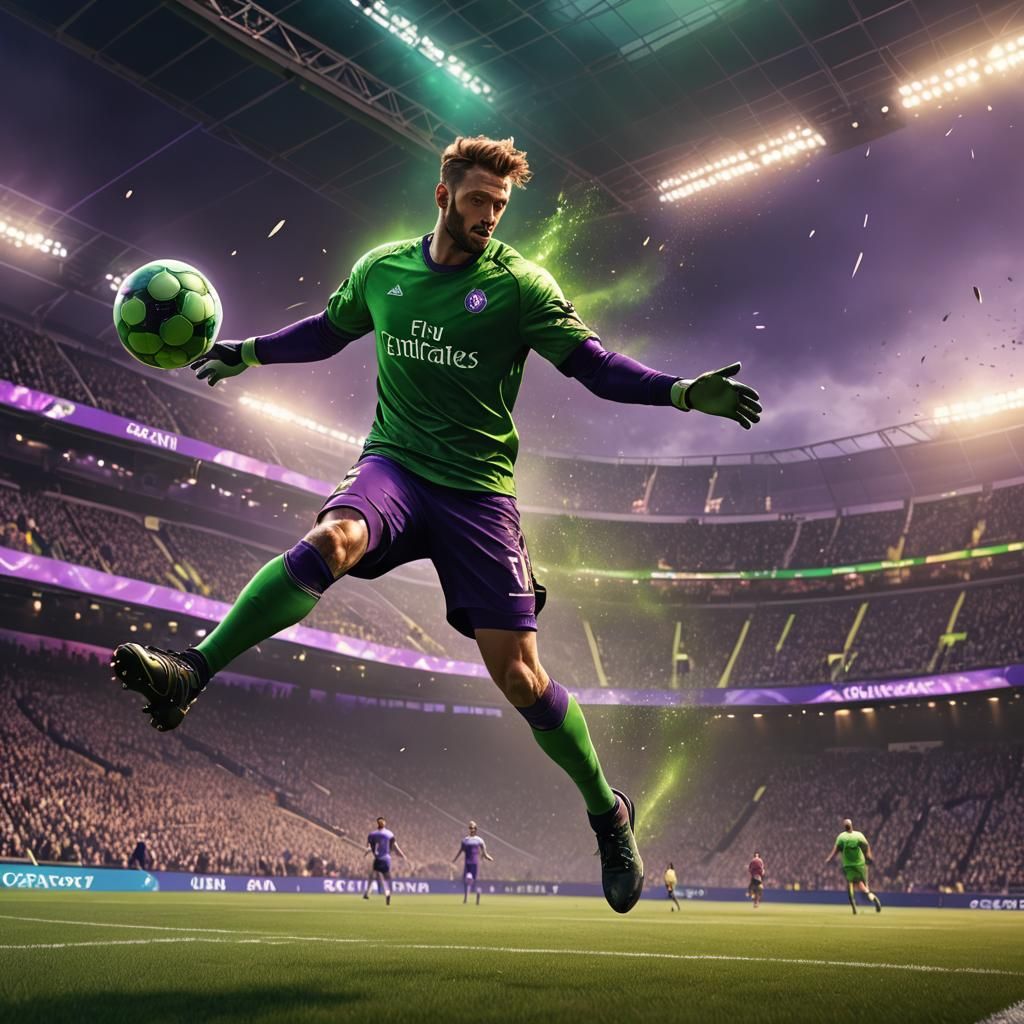 Goalkeeper's Magical Save: Fantasy Sports Concept Art