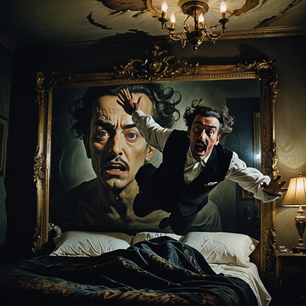 Upsidedown surreal astral projection ultimate dark hq 4k nightmare reality bedroom 50/50 twin world mirror reflection uncanny