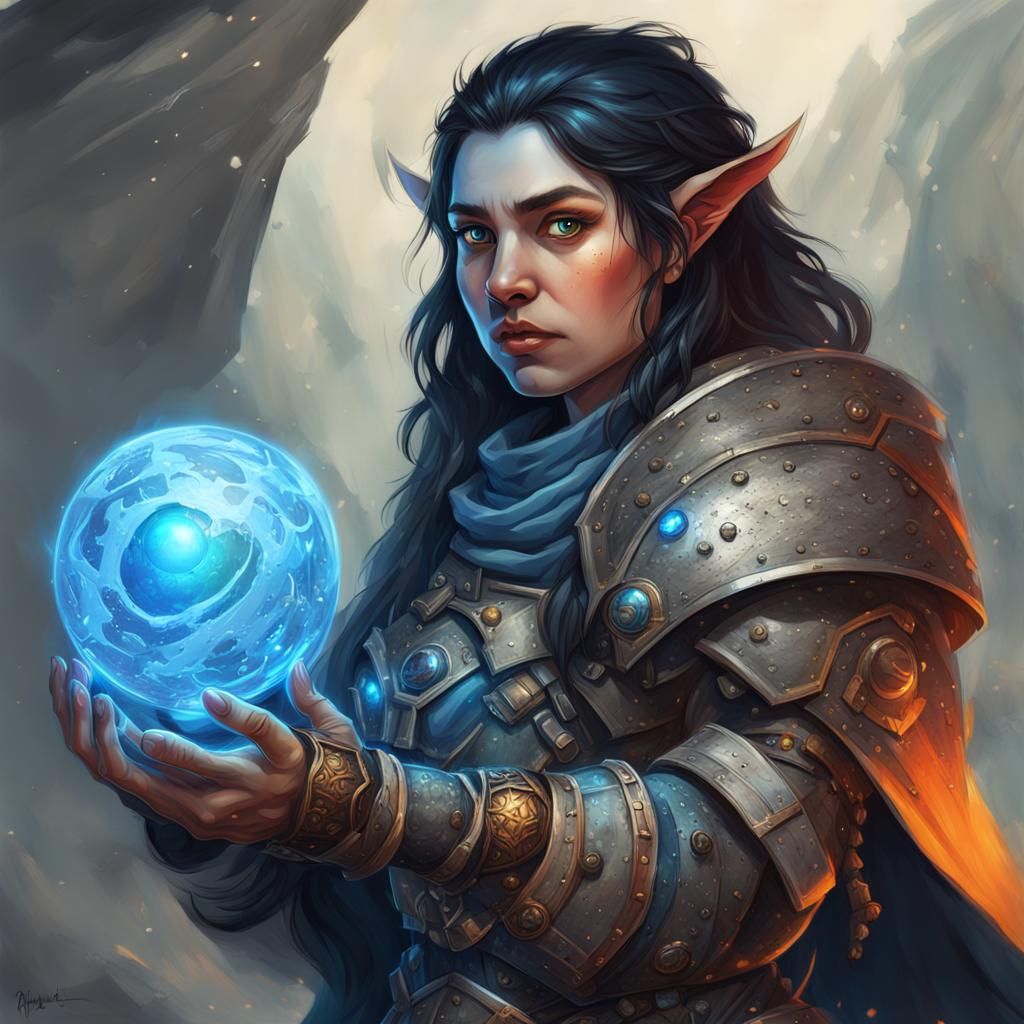 Friendly, tiny, female, mountain dwarf, witch in her early t...